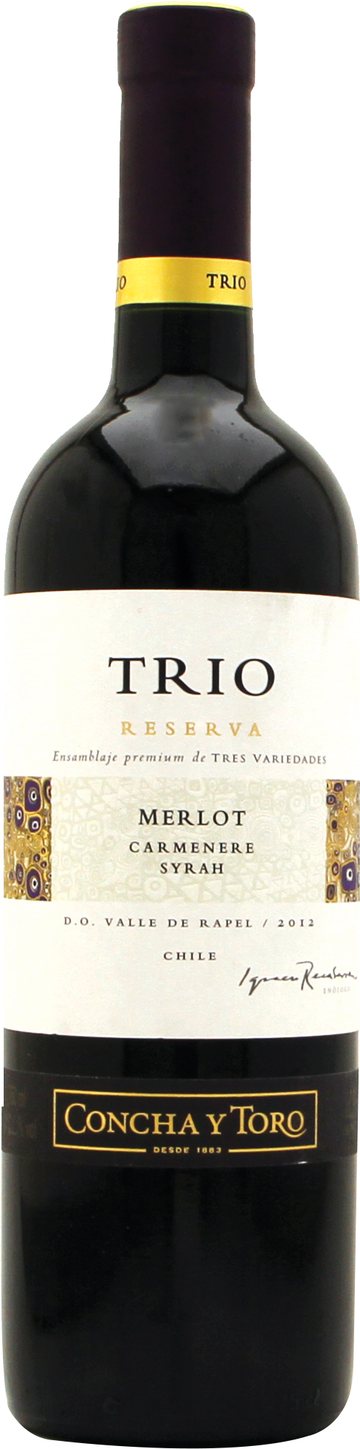 Rótulo Trio Reserva Merlot Carménère Syrah